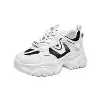 春夏季透气舒适休闲运动鞋系带厚底增高网面鞋低帮老爹鞋女鞋