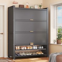 摩基 家用鞋柜门口玄关钢制防尘柜室内大容量储物收纳架2门5层长50cm宽32cm高80cm半透明款