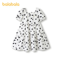 巴拉巴拉 女童夏装连衣裙24中大童甜美裙子泡泡袖202224111040 白黑色调00419 150cm