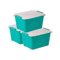 茶花（CHAHUA）茶花塑料收纳箱衣物整理箱 68L多规格玩具整理箱储物 绿色 1个装