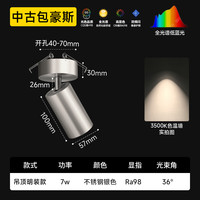 明装射灯不锈钢银色包豪斯可调节角度吸顶灯免打孔中古工业无主灯