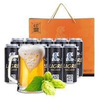 麟阁 4.5度比利时原装进口大麦黑啤酒 500ml*10听 礼盒装送礼优选