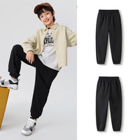 巴拉巴拉童装儿童运动裤男童女童冬装加绒长裤子保暖加厚一体绒潮 黑色90001