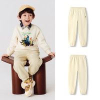 巴拉巴拉童装儿童运动裤男童女童冬装加绒长裤子保暖加厚一体绒潮 浅卡其50302