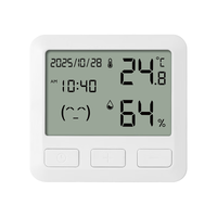 得力(deli)温湿度计精准室内温度计电子温湿度计婴儿房高精度时间日期闹钟一键背光 标准款丨白色【体感/时间/日期】送电池*1