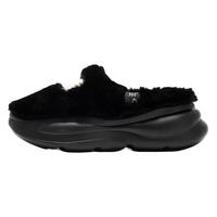 361° 361度毛毛拖鞋女秋冬季保暖居家用百搭毛绒棉拖鞋女 曜石黑/羽毛白 36