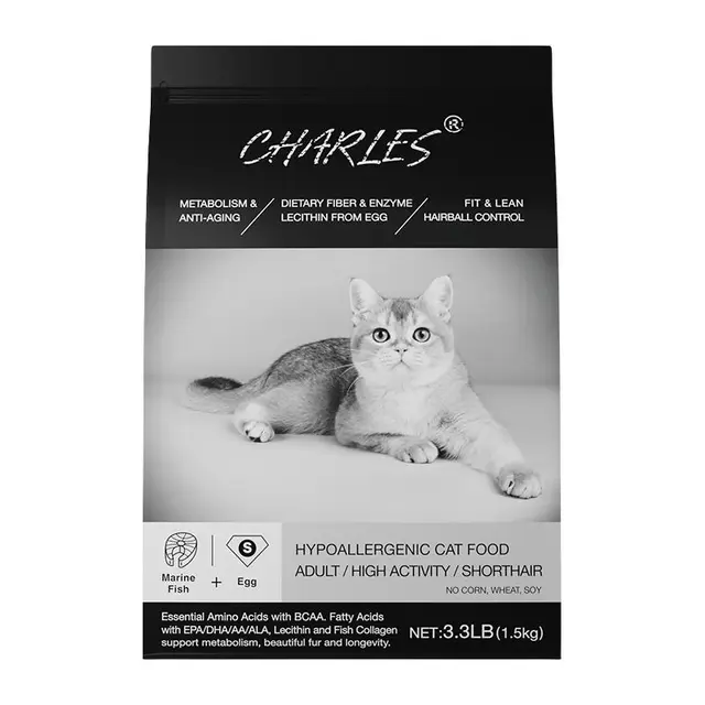 查尔斯进口猫粮天然鲜肉去毛球猫咪主粮鲜鱼配方长毛成猫猫粮2kg