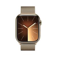 苹果 Apple Watch Series 9 智能手表GPS + 蜂窝款45毫米金色不锈钢表壳金色米兰尼斯表带 MRPM3CH/A
