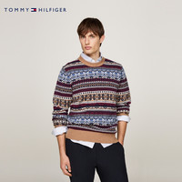 Tommy秋冬男装羊毛混纺复古费尔岛花纹圆领内搭打底衫针织衫毛衣 多色花纹0HD XL