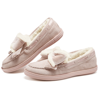 斯凯奇（Skechers）女鞋秋冬温柔小香风奶贝鞋加绒保暖乐福鞋单鞋蝴蝶结豆豆鞋169013 裸粉色/BLSH 40