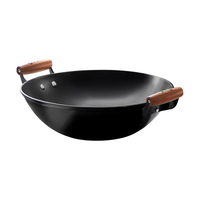 林熹记 铁锅 陆川炒锅家用无涂层生铸铁锅双耳圆底炒菜锅燃气适用大铁锅 双耳38cm圆底(5-6人)带盖铲