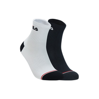 FILA 斐乐男袜中腰袜套装冬简约运动袜中筒袜两双装 标准白/传奇蓝-99 2双 (XS)