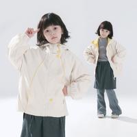 KIDS NALA 女童外套秋装新款中大童装休闲运动春秋纯色连帽开衫女孩洋气上衣