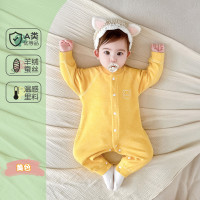 奇域猫印记 婴儿羊毛蚕丝连体衣春秋冬宝宝长袖温感哈衣爬服保暖哈衣外出衣服