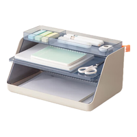 得力（deli）Xdomo系列三层组合文件盘 办公桌面化妆文件分格收纳 绿色 XDM34