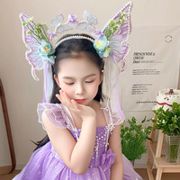儿童簪花发箍手工蘸花出游花环头饰女孩花朵发饰头花女童汉服发饰
