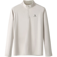 骆驼（CAMEL）薄绒长袖T恤男跑步立领运动上衣 J15CA9L3022 橡木灰 L