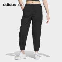 移动端、京东百亿补贴:adidas 阿迪达斯 女装宽松跑步训练运动裤休闲舒适束脚卫裤长裤IA6752 黑色