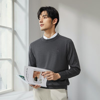 【零压抗静电】柒牌可机洗羊毛针织衫男2025秋冬圆领保暖毛衣 深灰 2XL