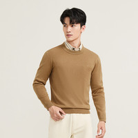 【零压抗静电】柒牌可机洗羊毛针织衫男2025秋冬圆领保暖毛衣 杏色2 3XL