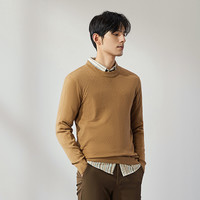 【零压抗静电】柒牌可机洗羊毛针织衫男2025秋冬圆领保暖毛衣 杏色 4XL