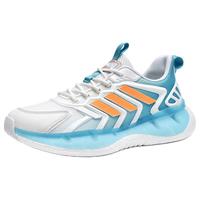 卡帝乐鳄鱼 男鞋春秋透气超轻男士休闲鞋百搭减震飞织网面鞋薄款爆米花运动鞋 QH3359白蓝桔 41