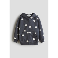 H&M HM童装儿童女童卫衣宽松美式拉链连帽衫外套