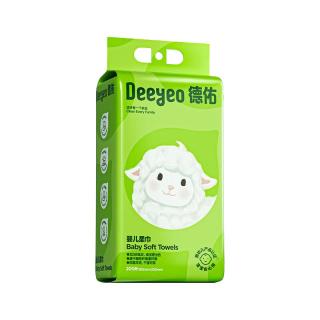 德佑 悬挂洗脸巾加厚擦脸巾200抽多规格一次性洁面巾绵柔巾 萌萌羊悬挂式洗脸巾200片*4包