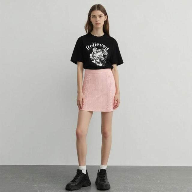 & Other Stories OTHER STORIES H&M集团温柔风纯色麻花弹力针织裙半身A字短裙