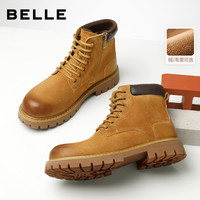 百丽男士休闲工装马丁靴男25冬季厚底加绒保暖高帮靴8WH01DD5