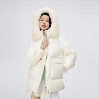 波司登 冬季女可脱卸帽中长款时尚休闲羽绒服
