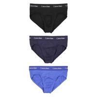 Calvin Klein/凯文克莱CK 3件装男士棉质舒适三角内裤 U2661G 黑/深蓝/蓝 4KU XS