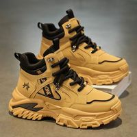 高帮男鞋秋季皮面厚底防滑工作马丁靴秋季户外登山运动休闲工装靴