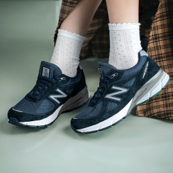 new balance 美产990V4 男女复古藏青运动休闲鞋 U990NV4