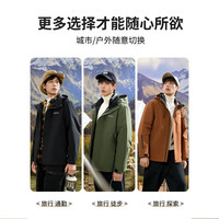 雅鹿【三合一】户外羽绒服男2025短款可拆卸内胆登山服冲锋衣外套 绿色(可脱卸内胆) S (100-110斤)