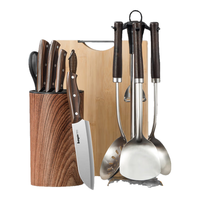 拜格 刀具套装菜刀砍骨刀水果刀菜板组合锅铲刀架厨具组合BD3772 菜刀锅铲菜板13件套
