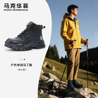 马克华菲马丁靴男款冬季真皮加厚保暖雪地靴男士靴子棉鞋男鞋 骑士黑 44