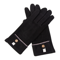 达芬奇密码 冬季保暖可爱女系心心兔子加绒分指手套带触屏 花扣 黑色