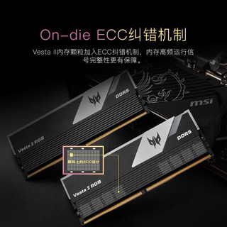 宏碁掠夺者DDR5 第5代 游戏超频内存 台式机电脑内存条 散热马甲条 炫光星舰丨DDR5 6000 C28 银 Adie 32GB 2条套条 32G（16Gx2）套条
