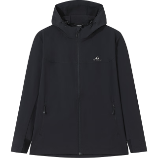 Pioneer Camp 海豹软壳衣男秋冬保暖防水防风夹克户外透气登山外套 黑色 XL