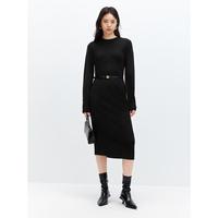 PEACEBIRD 太平鸟 冬绵羊毛连衣裙立体绞花柔软针织裙长裙