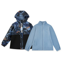 乔丹 童装男童加绒外套儿童三合一风衣冬季新款大童保暖摇粒两件套