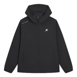 特步 防泼水上衣秋冬男夹克外套训练服户外骑行服双层风衣运动服 0165加绒-正黑色-左肩字母 L