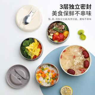 LUNTAYOx姆明联名保温饭盒不锈钢多层保温桶带饭便当盒 【奶昔白-316L不锈钢】双层-6小时保温