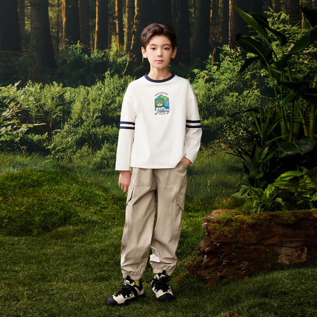 20点开始、保暖服饰：MQD 马骑顿 男童百搭套头长袖T恤