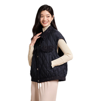 坦博尔(Tanboer)羽绒服女小香风短款时尚拼接羽绒马甲TD236052 黑色 XL 175/96A