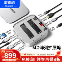 奥睿科 硬盘盒扩展坞M.2双盘固态阵列typec转hdmi桌面拓展底座适用MiniRaid-MR10银
