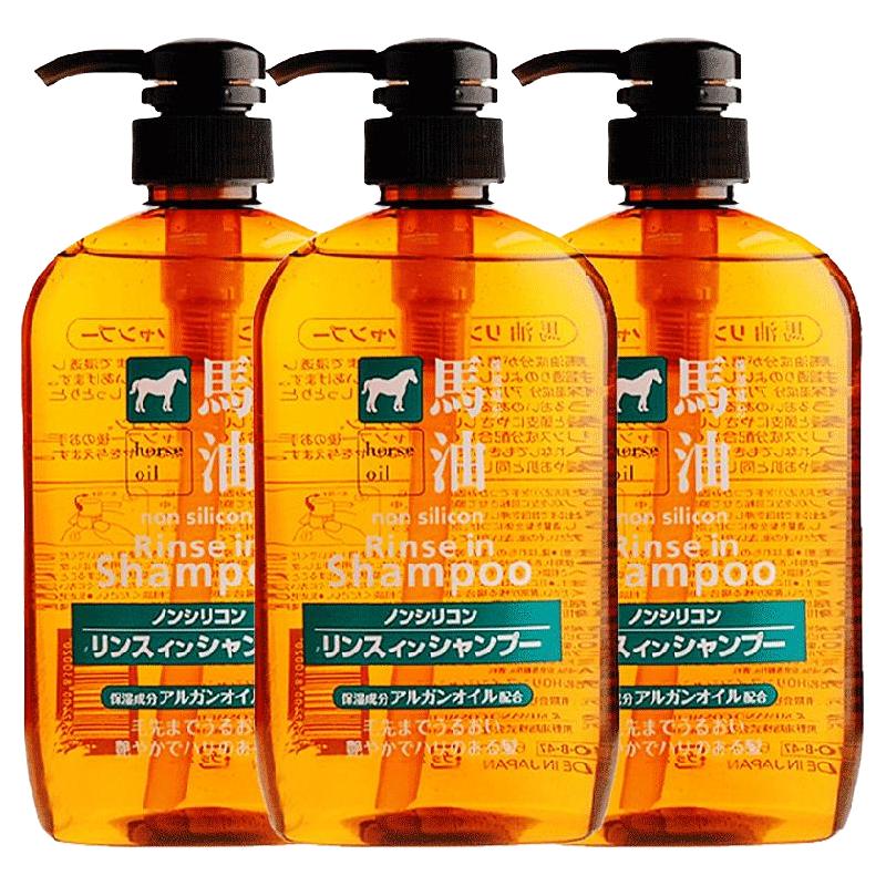 KUMANOYUSHI 熊野油脂 弱酸性无硅油马油洗护二合一洗发水 600ml*3