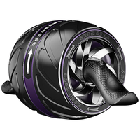 杜威克健腹轮巨轮自动回弹腹肌轮家用塑形男女收腹轮含跪垫黑紫色 巨轮自回弹 黑紫+加厚跪垫