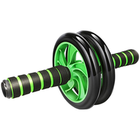 杜威克 健腹轮 双轮腹肌轮滚轮跪垫器材家用 双轮黑绿色 双轮健腹轮+加厚跪垫